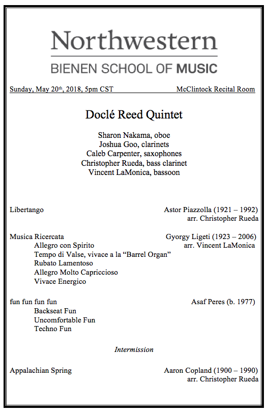 Docle Recital #1 Program website
